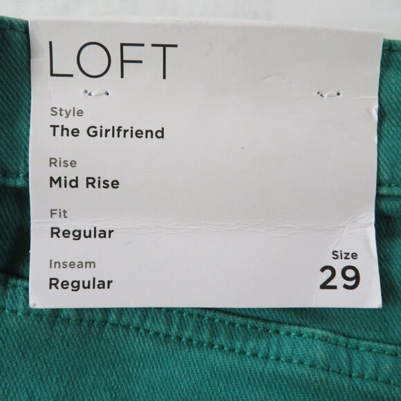 LOFT 8/29 The Girlfriend Ankle Jean Green Solid - Picture 4 of 6